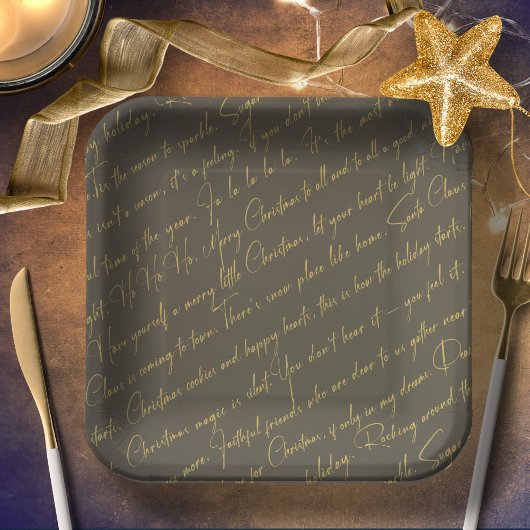 Groen Goud Kerstmis Typografie Patroon36 ID1009 Papieren Bordje