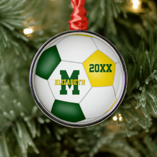 Groen Goud kinder voetbalclub kleuren Keepsake Metalen Ornament