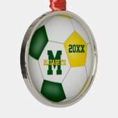 Groen Goud kinder voetbalclub kleuren Keepsake Metalen Ornament (Rechts)