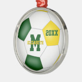 Groen Goud kinder voetbalclub kleuren Keepsake Metalen Ornament (Links)
