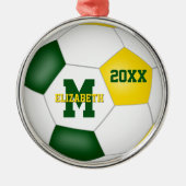 Groen Goud kinder voetbalclub kleuren Keepsake Metalen Ornament (Voorkant)