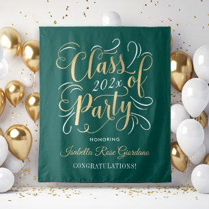 Groen Goud Klas van 2026 Feest Afstudeerbackdrop Wandkleed
