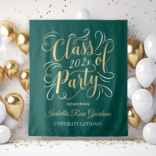 Groen Goud Klas van 2026 Feest Afstudeerbackdrop Wandkleed
