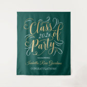 Groen Goud Klas van 2026 Feest Afstudeerbackdrop Wandkleed (Voorkant)