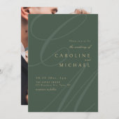 Groen & Goud Klassieke kalligrafie monogram bruilo Kaart (Voorkant / Achterkant)