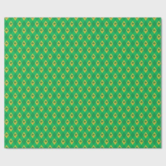 Groen & Goud Klaver Kleine Argyle St. Patrick's Da Cadeaupapier (Vlak)