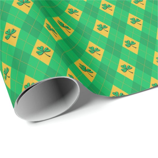 Groen & Goud Klaver Kleine Argyle St. Patrick's Da Cadeaupapier (Rol Hoek)