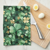 Groen Goud Klaverblad St. Patrick's Day Theedoek (Quarter Fold)