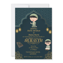 Groen & Goud Leuk Moslim Kind Ameen Uitnodiging