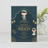 Groen & Goud Leuk Moslim Kind Ameen Uitnodiging (Staand voorkant)