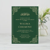 Groen  Goud Lijst Walima Ceremony Receptie Kaart (Staand voorkant)