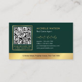 Groen & Goud Logo Moderne Vastgoed QR Code Visitekaartje (Achterkant)
