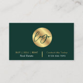 Groen & Goud Logo Moderne Vastgoed QR Code Visitekaartje (Voorkant)