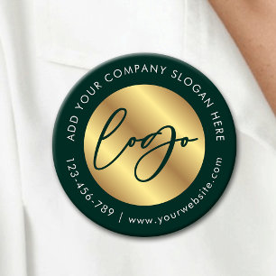 Groen & Goud Logo Zakelijk Promotioneel Ronde Button 5,7 Cm
