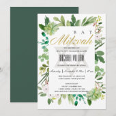 GROEN GOUD LOOF FRAME STER BAR BAT MITZVAH KAART (Voorkant / Achterkant)