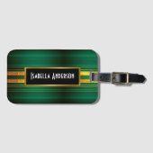 Groen Goud Luxe Linnen Textuur Collectie Bagagelabel (Voorkant (horizontaal))