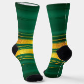 Groen Goud Luxe Linnen Textuur Collectie Sokken (Gebogen)