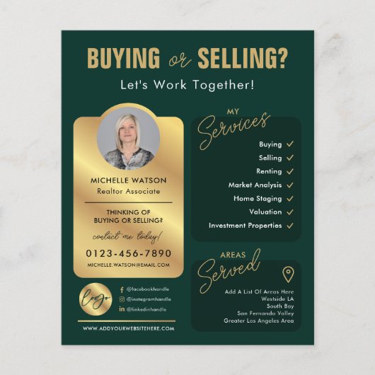 Groen & Goud Makelaar Logo Realtor Flyer (Voorkant)
