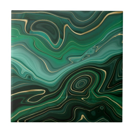 Groen Goud Malachiet Edelsteen Tegeltje (Voorkant)
