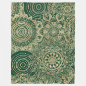 Groen Goud Mandala Collectie Fleece Deken (Voorkant)