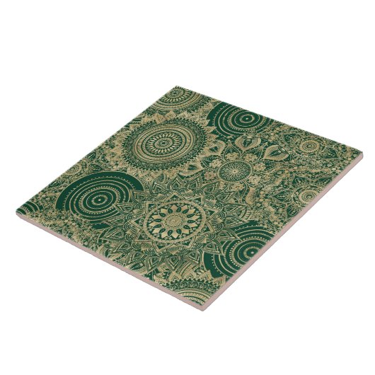 Groen Goud Mandala Collectie Tegeltje (Zijkant)