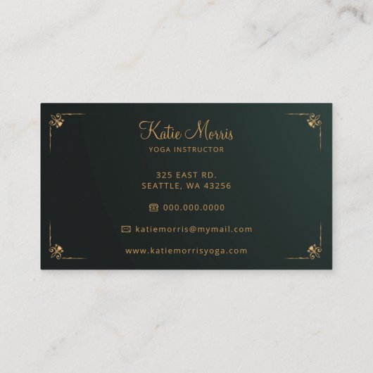 Groen Goud Mandala Elegant Modern Visitekaartje (Achterkant)