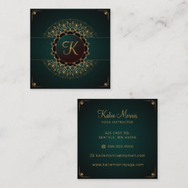 Groen Goud Mandala Elegant Yoga Instructor Square Vierkante Visitekaartje