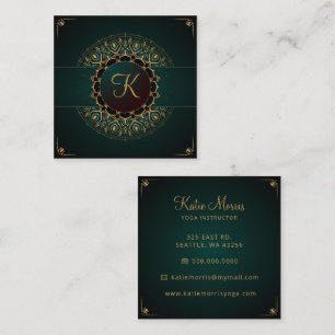 Groen Goud Mandala Elegant Yoga Instructor Square Vierkante Visitekaartje
