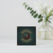 Groen Goud Mandala Elegant Yoga Instructor Square Vierkante Visitekaartje (Staand voorkant)