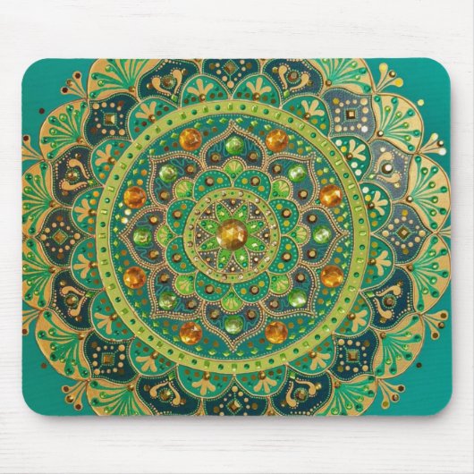 Groen & Goud Mandala Muismat (Voorkant)