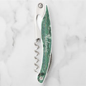 Groen Goud Marmer Aangepaste Naam Ober's Kurkentre Kurkentrekker (Voorkant)