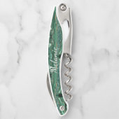 Groen Goud Marmer Aangepaste Naam Ober's Kurkentre Kurkentrekker (Achterkant)