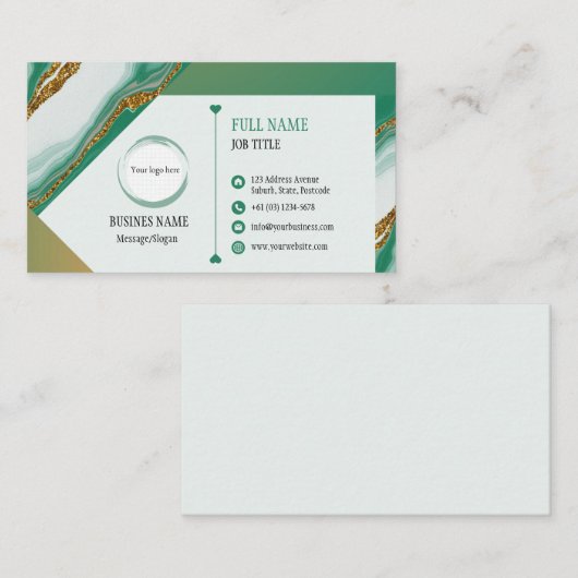 Groen Goud Marmer Design Visitekaartje (Voorkant / Achterkant)