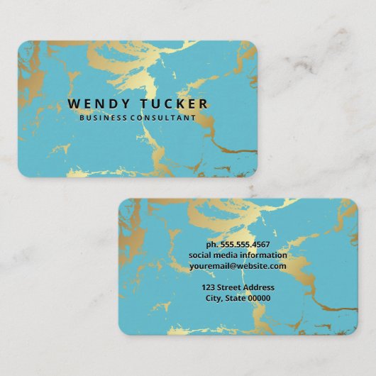Groen Goud Marmer Gespikkelde achtergrond Visitekaartje (Voorkant / Achterkant)