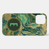 Groen Goud Marmer Glitter Monogram Case-Mate iPhone Case (Achterkant (horizontaal))