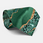 Groen Goud Marmer Glitter Smaragd Stropdas (Opgerold)