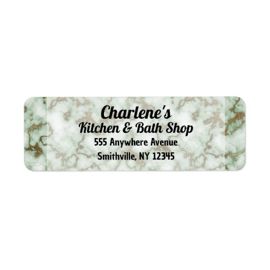 Groen goud marmer retour adres label (Voorkant)
