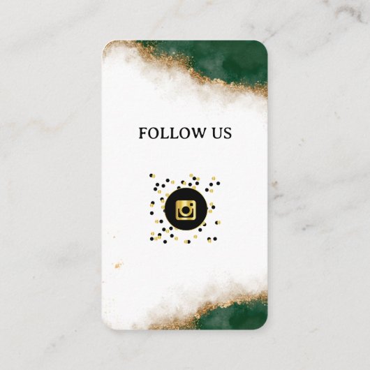 Groen-Goud Marmer- Social Media QR Code Visitekaartje (Achterkant)