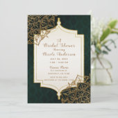 Groen & Goud Marokkaans Arabian Nights Vrijgezelle Kaart (Staand voorkant)