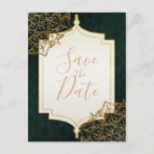 Groen & Goud Marokkaanse Arabische Nachten Bewaar  Aankondigingskaart (Voorkant)