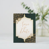 Groen & Goud Marokkaanse Arabische Nachten Bewaar  Aankondigingskaart (Staand voorkant)