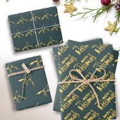 Groen Goud Merry Mistletoe Wrapping Paper Sheets