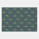 Groen Goud Merry Mistletoe Wrapping Paper Sheets (Voorkant 2)