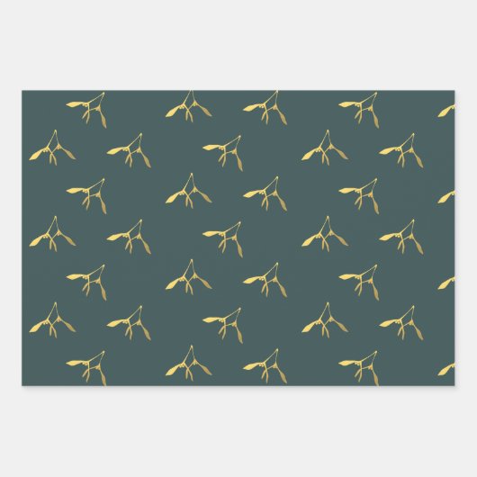 Groen Goud Merry Mistletoe Wrapping Paper Sheets (Voorkant 2)