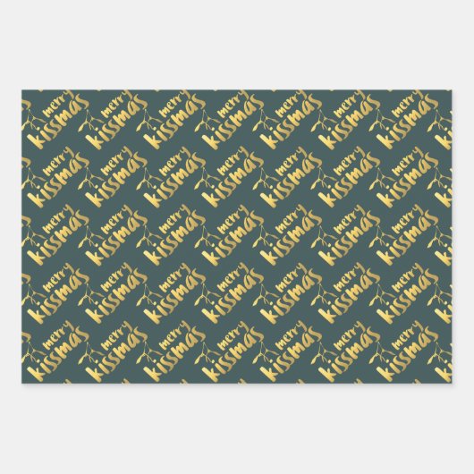 Groen Goud Merry Mistletoe Wrapping Paper Sheets (Voorkant)