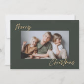 Groen Goud met Foto Vrolijk Kerstfeest Vakantie Ka Feestdagenkaart (Voorkant)