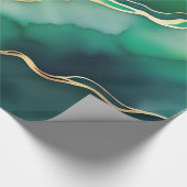 Groen Goud Metallic Marmeren Steen Cadeaupapier (Hoek)