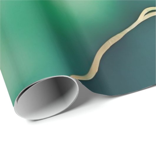 Groen Goud Metallic Marmeren Steen Cadeaupapier (Rol Hoek)