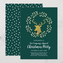 Groen & Goud Modern Kerstfeest Dinnerparty