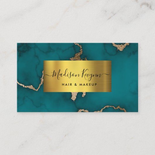 Groen Goud Modern Marmer Visitekaartje (Voorkant)